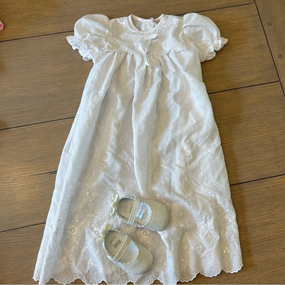 Baby Christening Baptism Dedication Dress & Sparkle Shoes